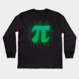 Greek Pi - Bluey Green Kids Long Sleeve T-Shirt